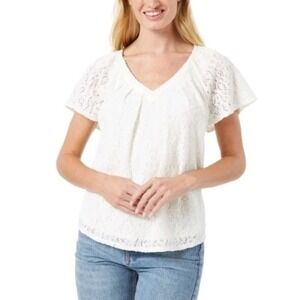Cupio Ladies' Lace‎ Top, Whisper White XS